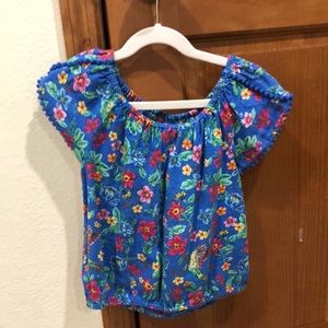 Blue crop top with flowers lightly used